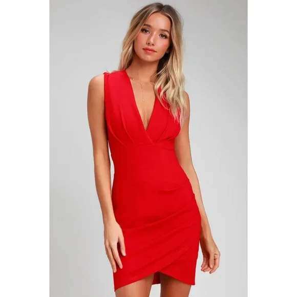 Lulus Dresses Lulus Red Wrap Dress Nwt Poshmark